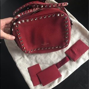 Valentino rockstud red camera bag crossbody